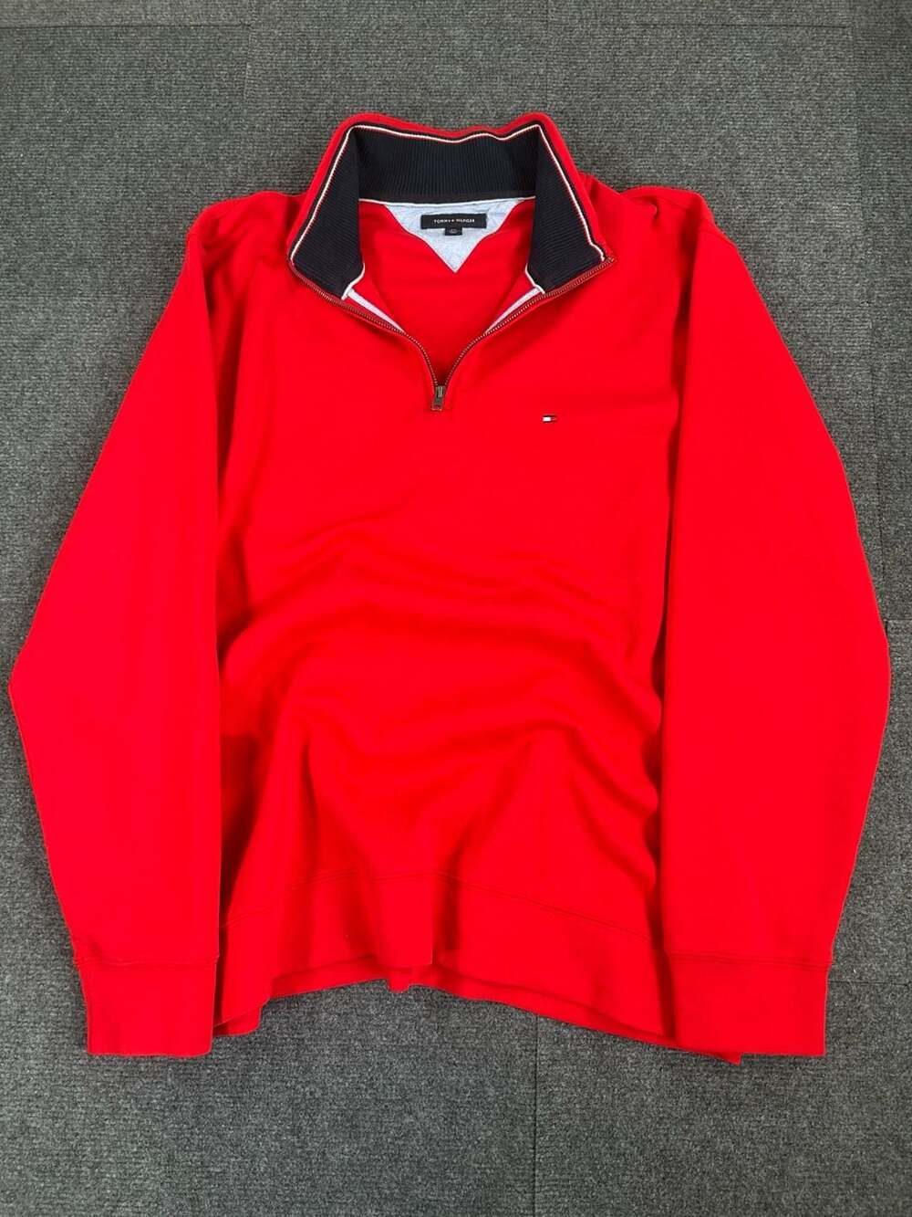 Tommy Hilfiger Quarter-Zip Pullover Sweatshirt Size XXL Red Cotton Blend